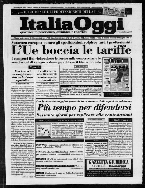 Italia oggi : quotidiano di economia finanza e politica